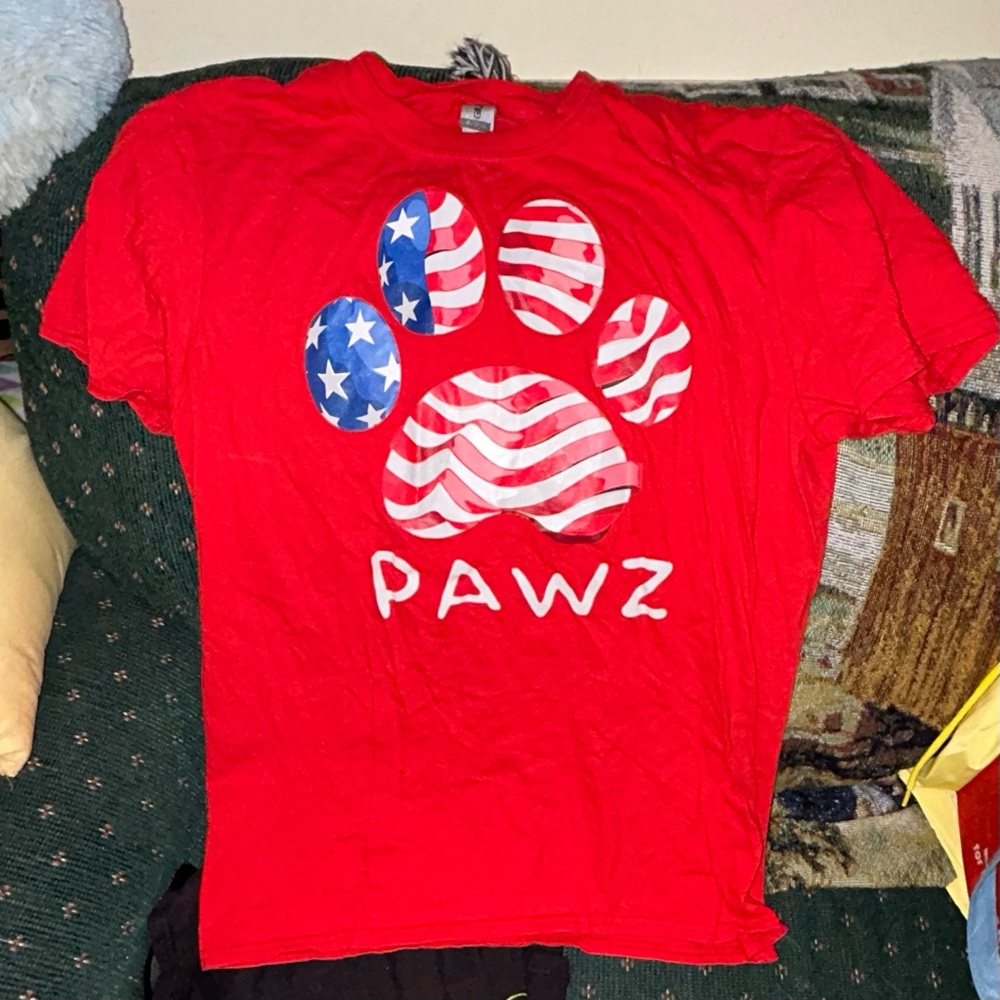 Pawz red, white blue Americana tee